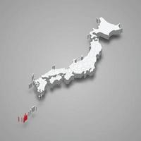 Okinawa region location within Japan 3d map vector