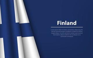 Wave flag of Finland with copyspace background. vector