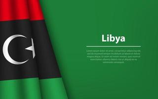 Wave flag of Libya with copyspace background. vector