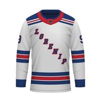 Realistic Ice Hockey away jersey New York Rangers , shirt template vector