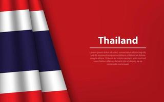 Wave flag of Thailand with copyspace background. vector