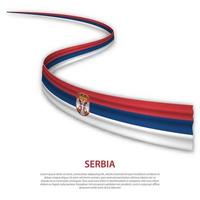 Waving ribbon or banner with flag of Serbia vector