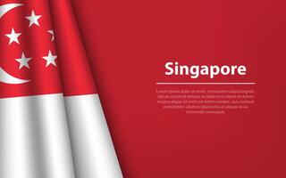 Wave flag of Singapore with copyspace background. vector