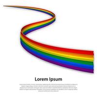 Waving ribbon or banner with flag of LGBT pride vector