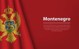 Wave flag of Montenegro with copyspace background. vector