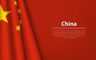 Wave flag of China with copyspace background. vector