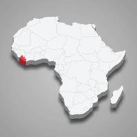 country location within Africa. 3d map Liberia vector