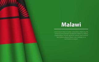 Wave flag of Malawi with copyspace background. vector