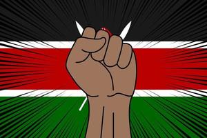 Human fist clenched symbol on flag of Kenya vector