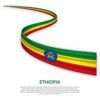 Waving ribbon or banner with flag of Ethiopia vector