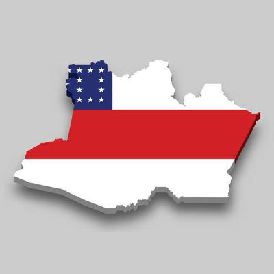 3d isometric Map of Amazonas with flag
