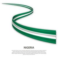 Waving ribbon or banner with flag of Nigeria vector