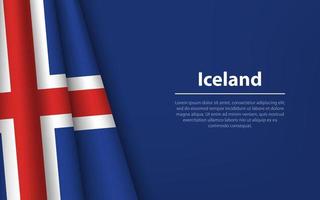 Wave flag of Iceland with copyspace background. vector