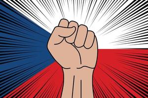 Human fist clenched symbol on flag of Czechia vector