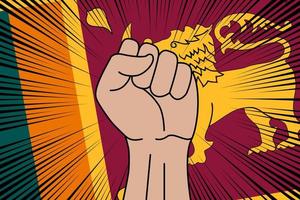 Human fist clenched symbol on flag of Sri Lanka vector