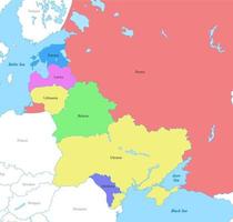 map of Eastern Europe with borders of the countries. vector