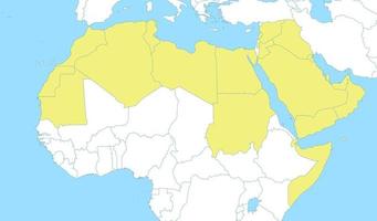 map of Arab World with borders of the states vector