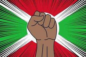 Human fist clenched symbol on flag of Burundi vector