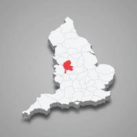 Staffordshire county location within England 3d map vector