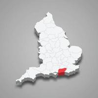 West Sussex county location within England 3d map vector