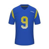 realista americano fútbol americano camisa de los angeles carneros, jersey modelo vector