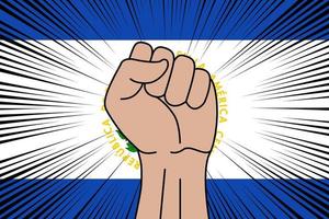 Human fist clenched symbol on flag of El Salvador vector