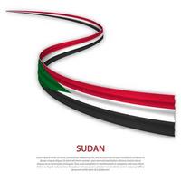 Waving ribbon or banner with flag of Sudan vector