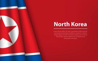 Wave flag of North Korea with copyspace background. vector