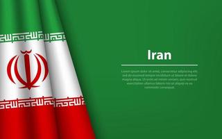 Wave flag of Iran with copyspace background. vector