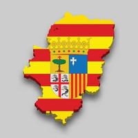 3d isométrica mapa de Aragón es un región de España vector