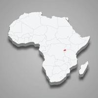 country location within Africa. 3d map Rwanda vector