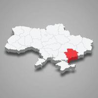 Zaporizhzhia Oblast. Region location within Ukraine 3d map vector