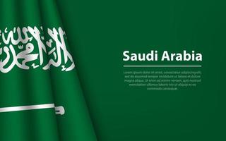 Wave flag of Saudi Arabia with copyspace background. vector