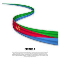 Waving ribbon or banner with flag of Eritrea vector