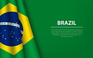 Wave flag of Brazil with copyspace background. vector