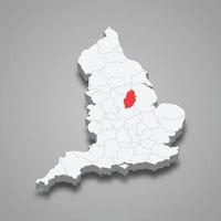 Nottinghamshire county location within England 3d map vector