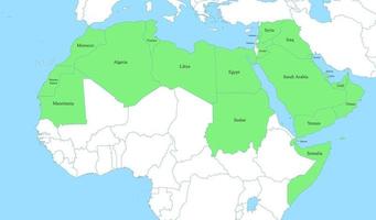 map of Arab World with borders of the states vector