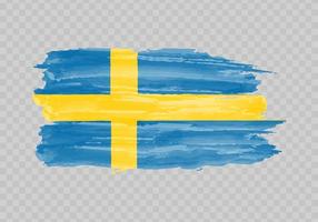 Watercolor painting flag of Sweden vector