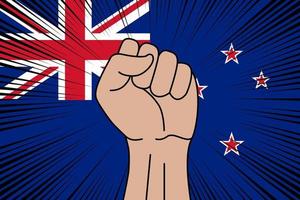 Human fist clenched symbol on flag of New Zealand vector