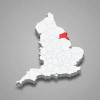East Riding of Yorkshire county location within England 3d map vector