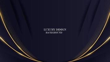 luxury abstract dark blue color background vector with shiny gold line and dots. luxury elegant theme design