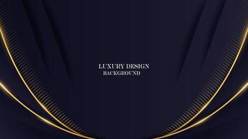 luxury abstract dark blue color background vector with shiny gold line and dots. luxury elegant theme design