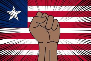 Human fist clenched symbol on flag of Liberia vector