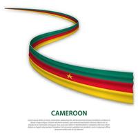 Waving ribbon or banner with flag of Cameroon vector