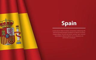 Wave flag of Spain with copyspace background. vector