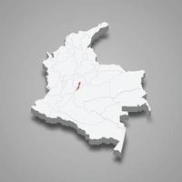 Capital District region location within Colombia 3d map vector