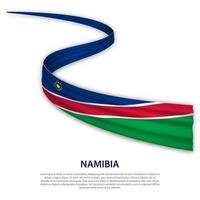 Waving ribbon or banner with flag of Namibia vector