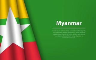 Wave flag of Myanmar with copyspace background. vector