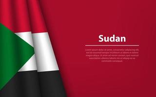 Wave flag of Sudan with copyspace background. vector