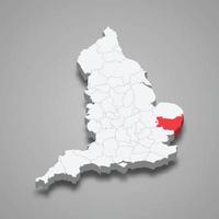 Suffolk county location within England 3d map vector